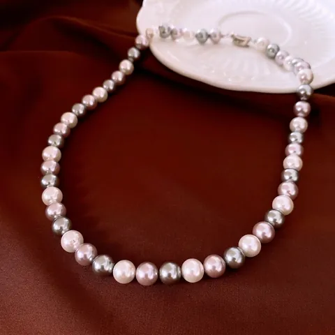 Collana Di Künstliche Perle Multicolore Con Künstliche Perle Di Imitazione Ad Alta Lucentezza Elegante Catena Di Clavicola In Rame