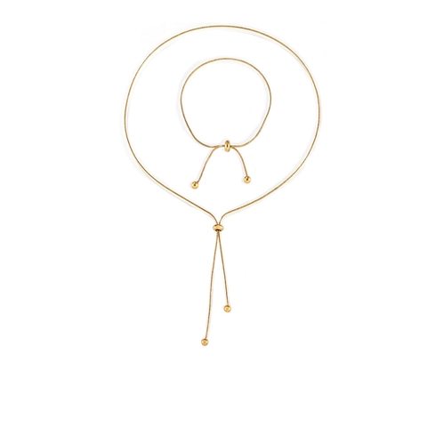 Set Di Gioielli Minimalista Placcato Oro 18K Acciaio Inossidabile Chiusura A Scorrimento Regolabile Collana Bracciale Per Donna