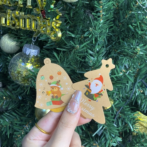 Etichette Regalo Natale Ornamenti Appesi Cartone Babbo Natale Renna Carta Etichetta DIY Decorazione Albero Festiva Con Corda