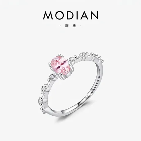925 Sterling Silber Ring Mit Rosa Ovalem Kristall Und Weißen Zirkonia Süßer Eleganter Prinzessinnen Schmuck Für Damen