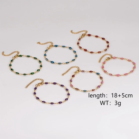 Pulsera Colorida De Aceite De Goteo Con Purpurina Marquise Chapada En Oro De 18K Acero Inoxidable Joyería Ajustable Mujer