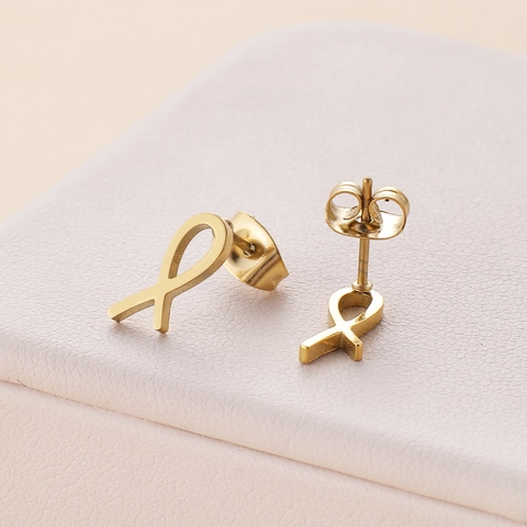 Ribbon Stud Earrings Stainless Steel Hypoallergenic Awareness Symbol Minimalist Fashion Jewelry For Women Men