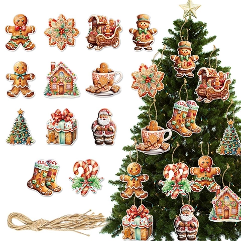 Decoraciones Colgantes Navidad Hombre De Jengibre Papá Noel Papel DIY Decoración De Fiesta Hogar Árbol Festivo
