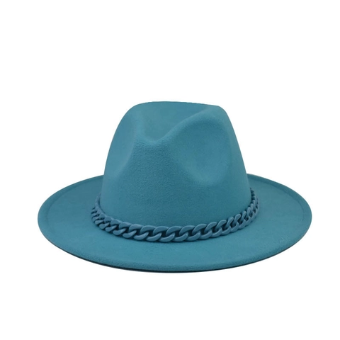 Unisex Wide Brim Cotton Polyester Fedora Hat With Colorful Chain Decoration Vintage Jazz Hat For Adults Kids Fashion