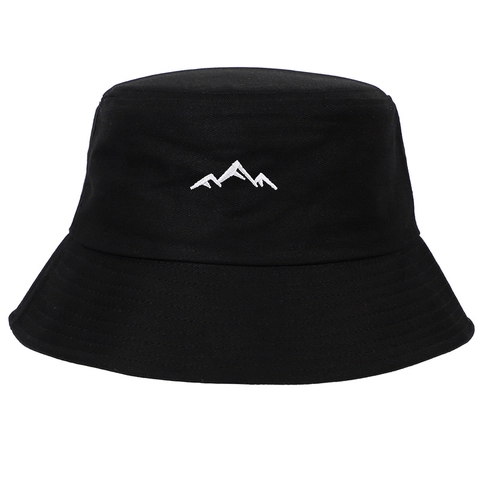Bucket Hat Mit Stickerei Gebirge Baumwolle Sonnenschutz Outdoor Harajuku Stil Fischerhut Unisex Sommer Reise Kopfbedeckung