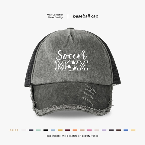 Berretto Trucker Soccer Mom Cotone Lavato Effetto Consumato Mesh Baseball Traspirante Vintage Sport All Aperto Donne