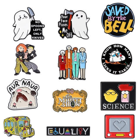 Pin de Esmalte de Dibujos Animados Fantasma Lindo Broche de Aleación para Mochila Accesorios de Ropa Personajes Clásicos Cine TV Insignia Joyería Regalo