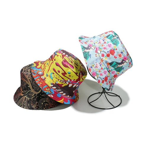 Bucket Hat Polyester Printed Sun Protection Summer Outdoor Streetwear Artistic Paisley Graffiti Casual For Women