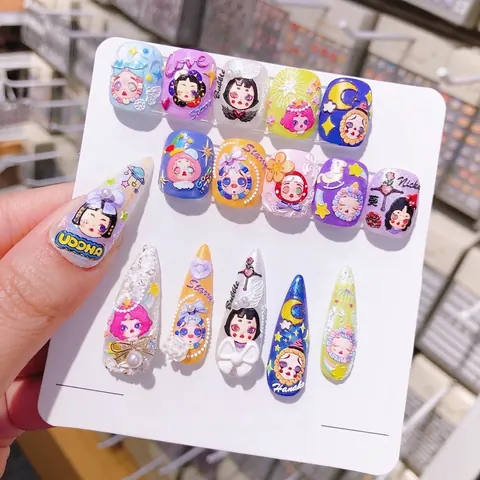 Autocollants Art Des Ongles Relief 5D Décalcomanies Auto-adhésives Style Japonais Décoration Manucure Poupée Cartoon
