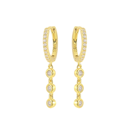 925 Sterling Silver Dangle Chain Hoop Earrings For Women Minimalist Rhinestone Inlaid Geometric Ear Buckle Jewelry Accessories