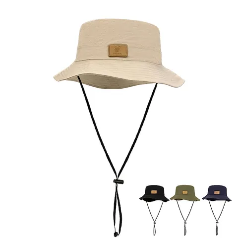 Wide Brim Bucket Hat Sun Protection Adjustable Drawstring Breathable Fishing Hiking Safari Boonie Cap For Men Women