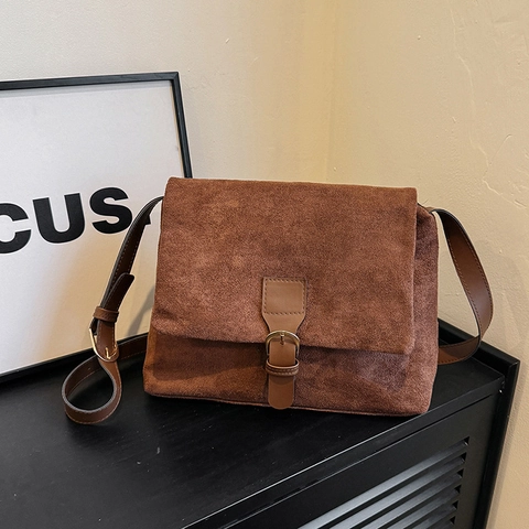 Damen Retro Wildlederoptik Umhängetasche Vintage Minimalistisch Unterarm Crossbody Tasche Mit Verstellbarem Gurt Für Alltag