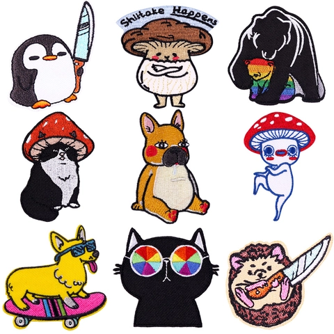 Cartoon Tier Stickerei Patches Stoff Aufbügler Applikationen Für Kleidung Jacken Hüte Taschen DIY Dekoration Lustige Neuheit