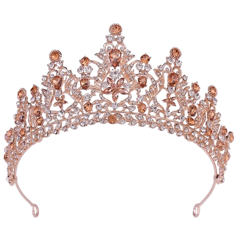 Lussuosa Tiara Da Sposa Corona Cristallo Strass Design Floreale In Lega Copricapo Per Matrimonio Festa Stile Regina Donne