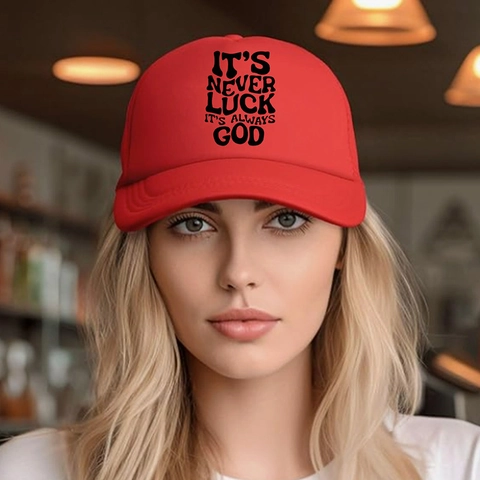 Trucker Hat Polyester Mesh Atmungsaktiv Verstellbar Gebogener Schirm God Slogan Druck Outdoor Sonnenschutz Unisex