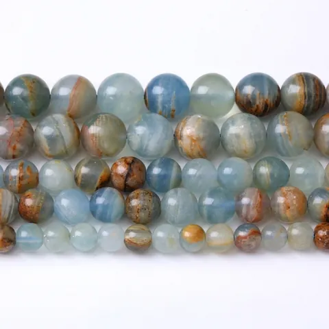 Perles En Pierre De Calcite Bleue Naturelle Rondes Lisses Pierres Gemmes Minérales Pour Fabrication De Bijoux Bracelet Collier Accessoire