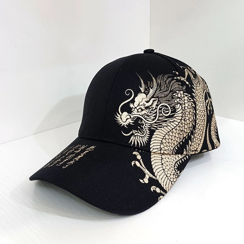Chinese Style Dragon Pattern Baseball Cap Cotton Polyester Adjustable Sun Protection Outdoor Streetwear Hip Hop Hat Men Women