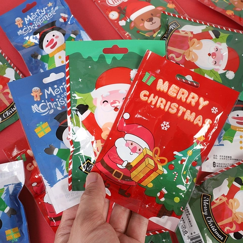Kerstcadeau Blind Bag Kleine Mystery Bag Met Briefpapier Of Speelgoed Voor Kinderen Feestartikelen Kerstman Patroon Plastic