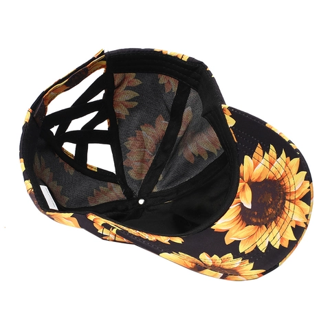 Berretto Da Baseball E Cappello Da Pescatore In Cotone Con Stampa Girasole Per Donna Coda Cavallo Alta Regolabile Cappello Sole