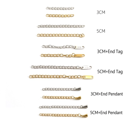 Cadenas De Extensión De Acero Inoxidable Chapado En Oro De 18K Accesorios Para Creación De Joyas Con Etiqueta De Metal Y Colgante Gota