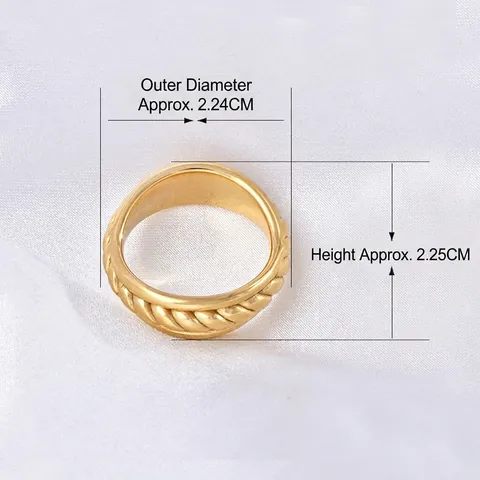Minimalist Stainless Steel Twisted Braided Ring For Women Gold Plated Hollow Chain Geometric Finger Ring Fashion Jewelry