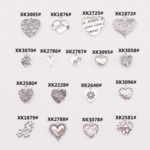 Ciondoli Cuore Lega Di Zinco Finitura Argento Antico Creazione Gioielli DIY Artigianato Bracciale Collana Per Donne