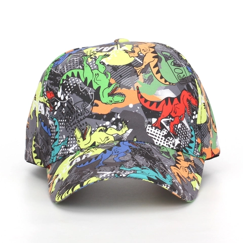 Kids Baseball Cap Adjustable Polyester Sun Protection Outdoor Cartoon Dinosaur Football Floral Prints For Boys And Girls