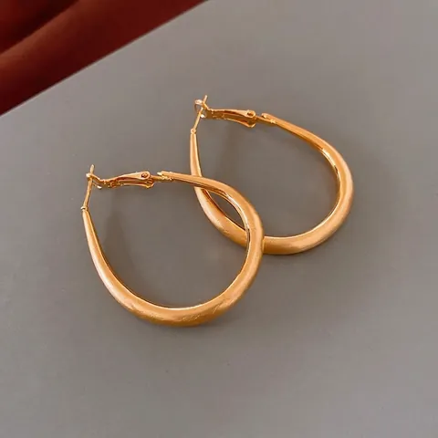 Minimalist Oval Teardrop Hoop Earrings For Women Copper With Silver Earring Post Real Gold Plated Ins Style High End