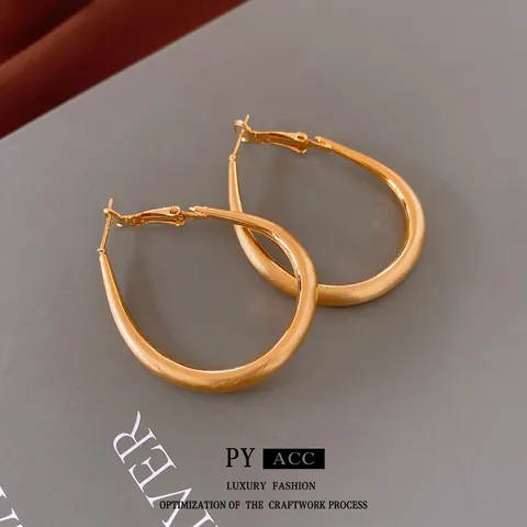 Orecchini A Cerchio Ovali A Goccia Per Donna In Rame Con Perno In Argento Placcato Oro Vero Stile Ins Eleganti