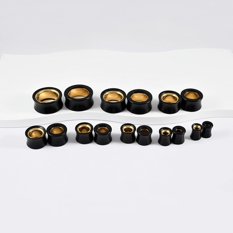 Ear Plugs Tunnels Gauges Stainless Steel And Sandalwood Hollow Piercing Jewelry Two Tone Stylish For Men And Women