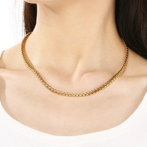 Collar De Cadena De Quilla De Acero Inoxidable Chapado En Oro De 18K Minimalista Unisex Joyería De Moda
