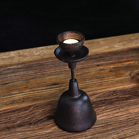 Bougeoir En Fonte Vintage Rustique Mat Fait Main Chandelier Base Cloche Déco Maison Style Zen