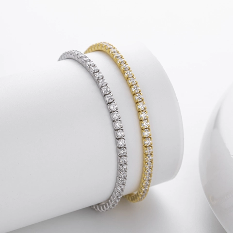 Pulsera Tennis Clásica Plata De Ley 925 Circón Redondo Cadena Extensión Ajustable Joyería Minimalista Lujo