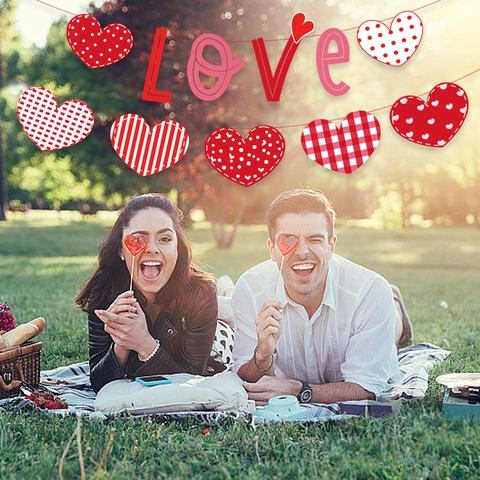 Decorazioni Appese Banner Cuore D'Amore Vortice San Valentino Carta Plastica Romantico Matrimonio Anniversario Festa Rosa Rosso Bianco