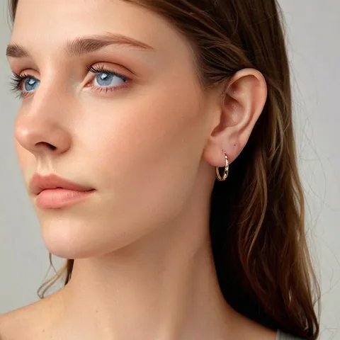 Boucles d'Oreilles Créoles Étoile en Argent Sterling S925 pour Femme Minimaliste Incrusté de Zirconia Or Argent Plaqué Bijoux