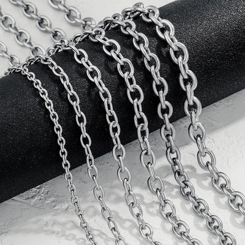 Stainless Steel Jewelry Chains Unfinished O-Chain Cross Chain DIY Handmade Necklace Bracelet Making Accessories Bulk