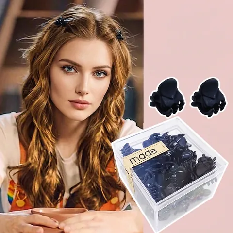 Mini Hair Claw Clips Acrylic Resin Small Hairpins For Bangs Styling Solid Black Simple Elegant Hair Accessories Women