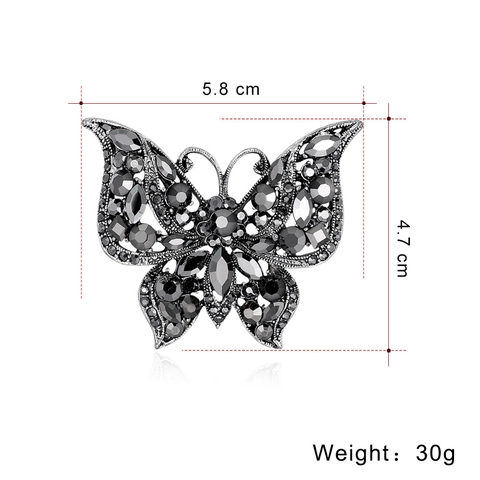 Retro Butterfly Brooch Alloy Rhinestone Hollow Personalized Animal Lapel Pin For Women Fashion Dress Accessory