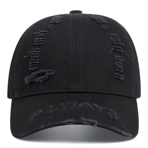 Casquette De Baseball Distressed Ripped Vintage Coton Déchiré Broderie Ajustable Streetwear Chapeau Soleil Unisexe