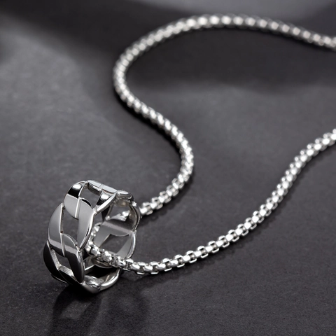 Ringanhänger Halskette Aus Titanstahl Curb Chain Design Punk Hip Hop Minimalistischer Schmuck Für Herren Damen