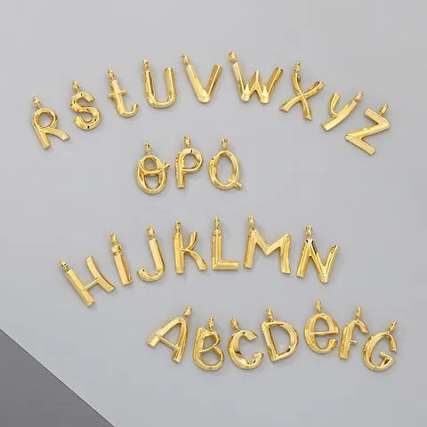 Alphabet Anfangsbuchstaben Anhänger Edelstahl DIY Schmuckherstellung Charms Personalisiert Trendig Poliert Gold Silber