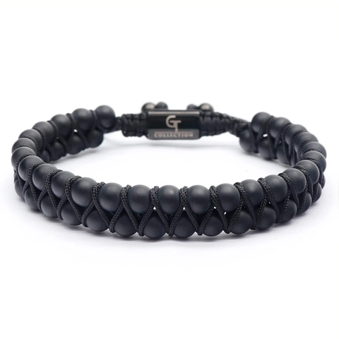 Natural Tiger Eye Lapis Lazuli Double Layer Braided Bracelet Stainless Steel Adjustable Bead Jewelry For Men Women