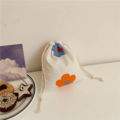 Japanese Floral Cotton Linen Drawstring Bag Portable Travel Makeup Jewelry Storage Pouch Mini Organizer Gift Bag