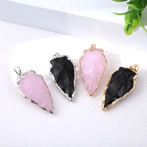Collier Pendentif En Cristal Coloré Cœur Cube Forme De Pointe De Flèche Verre Alliage Bordure Dorée Bijoux Boho Femmes