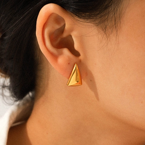 Triangle Stud Earrings 18K Gold Plated Stainless Steel Geometric Minimalist INS Style Fashion Jewelry For Women