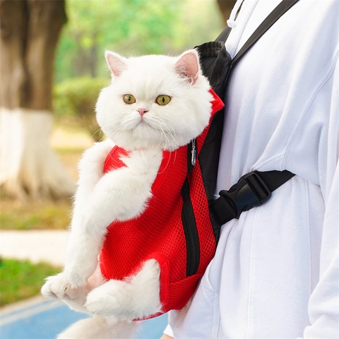 Breathable Mesh Pet Backpack Carrier For Small Dogs Cats Portable Front Facing Outdoor Travel Dog Carrier Bag Polyester Pet Supplies