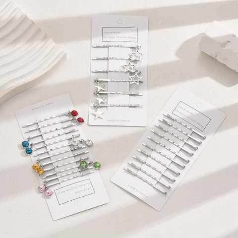 Haarklammern Metall Sternanhänger Bunte Strasssteine Y2K Stil Millennial Dekorative Bobby Pins Für Frauen
