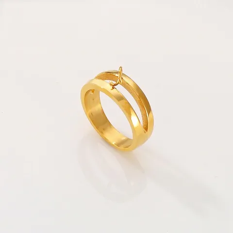 Anillo De Acero Inoxidable Diseño De Doble Capa Hueca Con Lazo Para Colgar Para Joyería DIY Minimalista Unisex