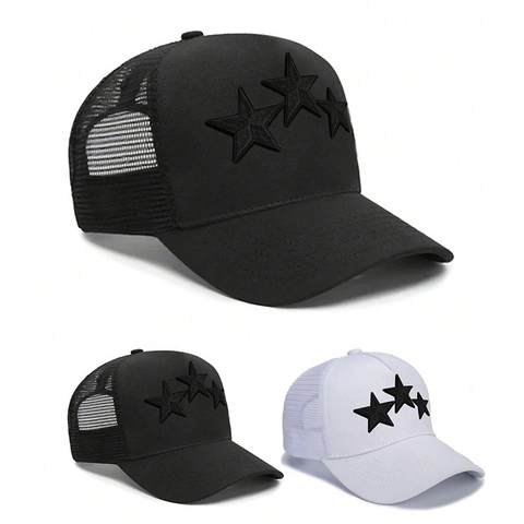 Stars Bestickte Trucker Hat Mesh Atmungsaktive Sonnenschutz Verstellbare Baseballkappe Männer Frauen Streetwear