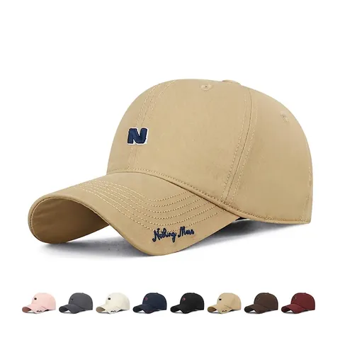 Gorra De Béisbol De Algodón Bordado Letra N Hebilla Metal Ajustable Protección Solar Visera Curva Casual Deporte